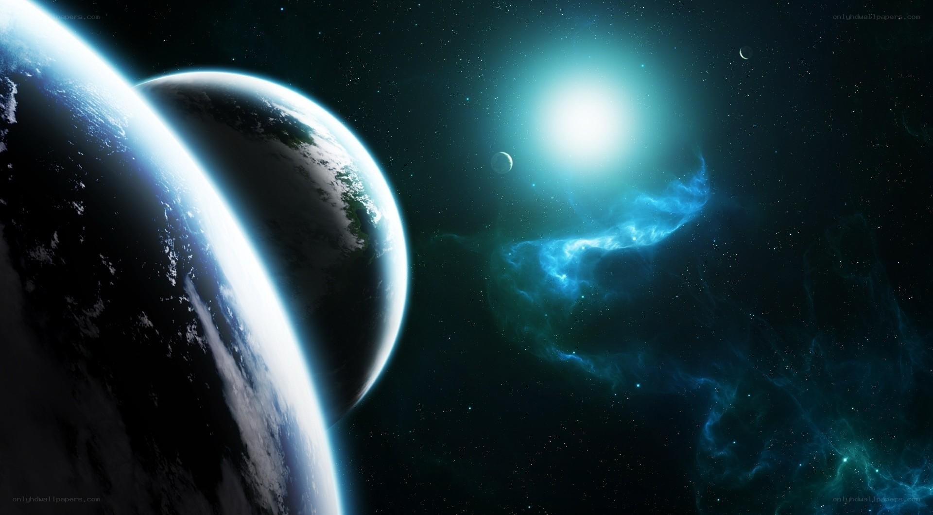 Planets and nebula in space
