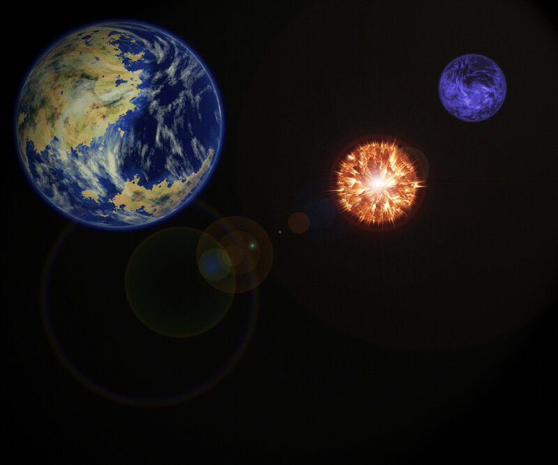 planets and star in space