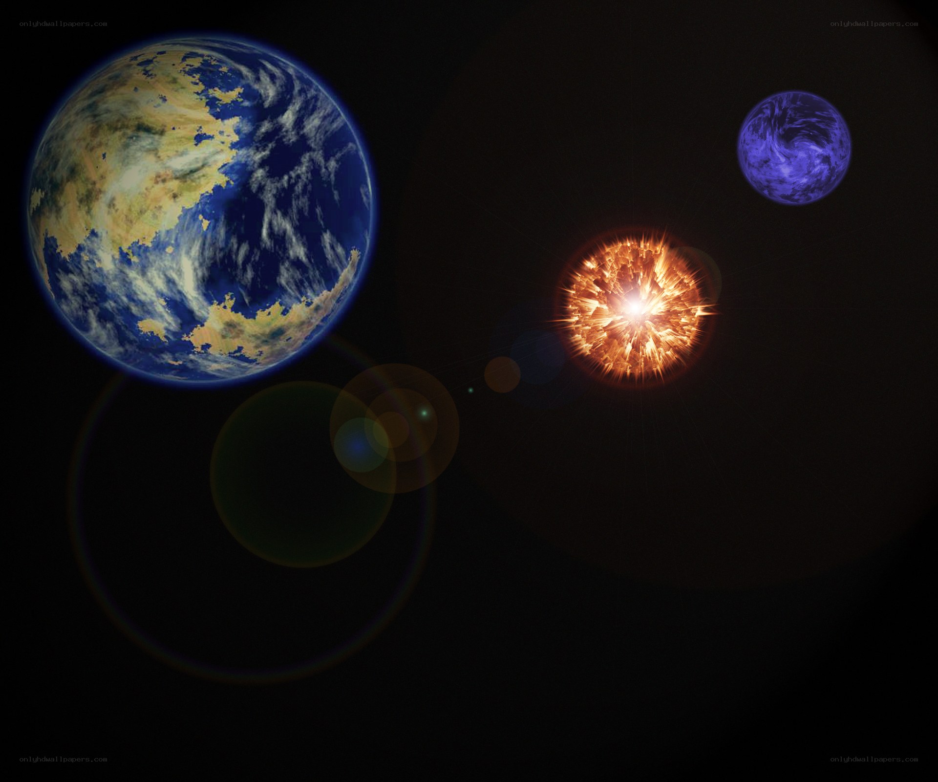 planets and star in space