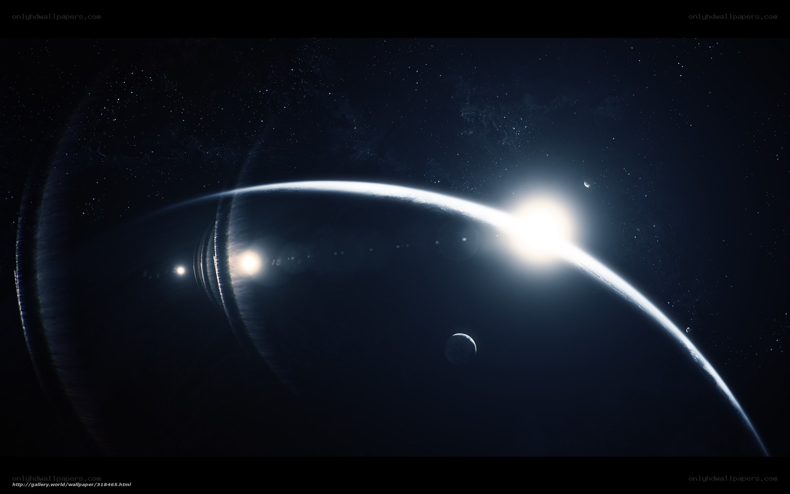 Planets and stars in space