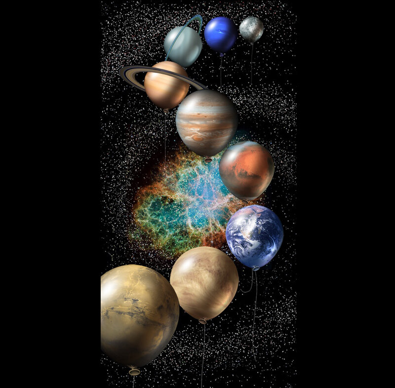 Planets as balloons in space