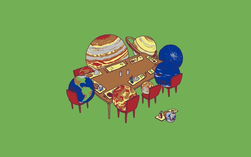 planets at a dinner table