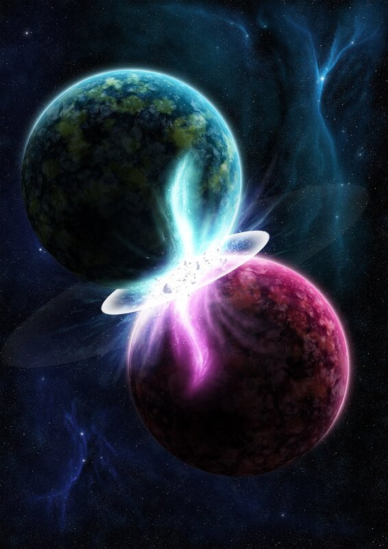 Planets Colliding — Blue