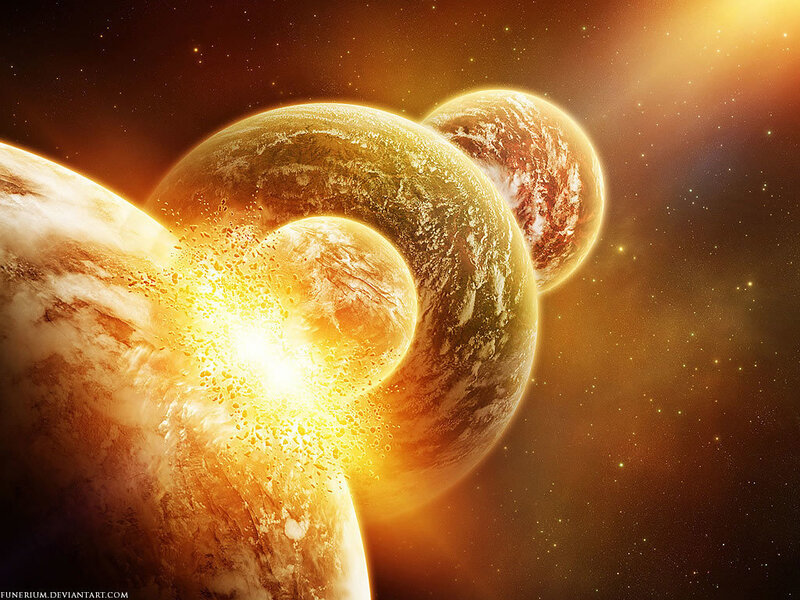 Planets Colliding — Gold