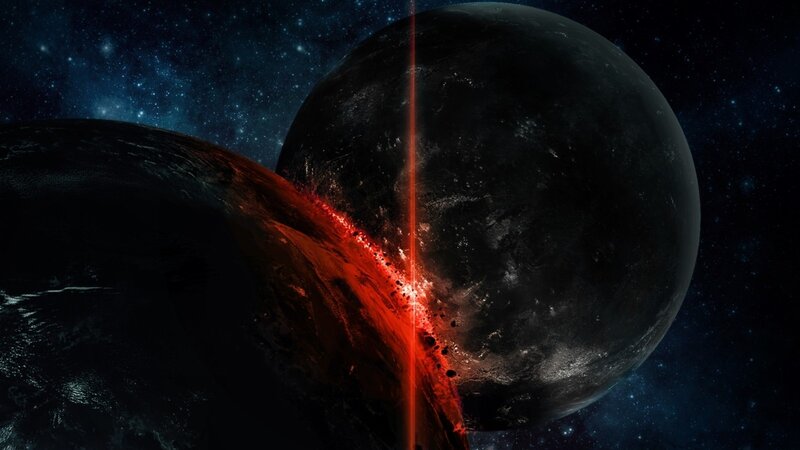 Planets colliding in space