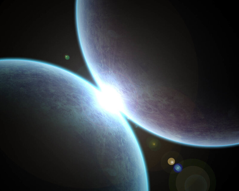 Planets colliding in space