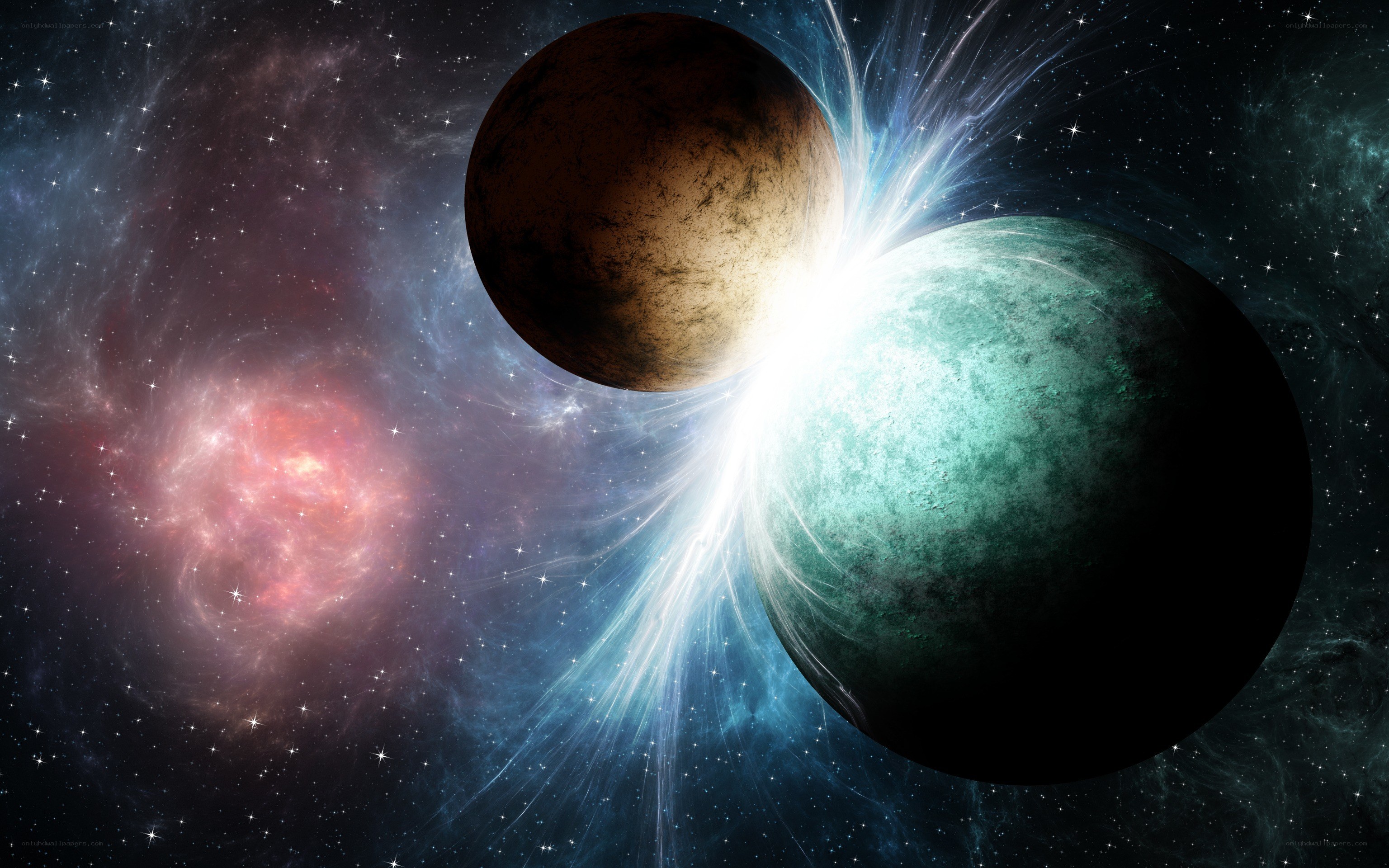 planets colliding in space