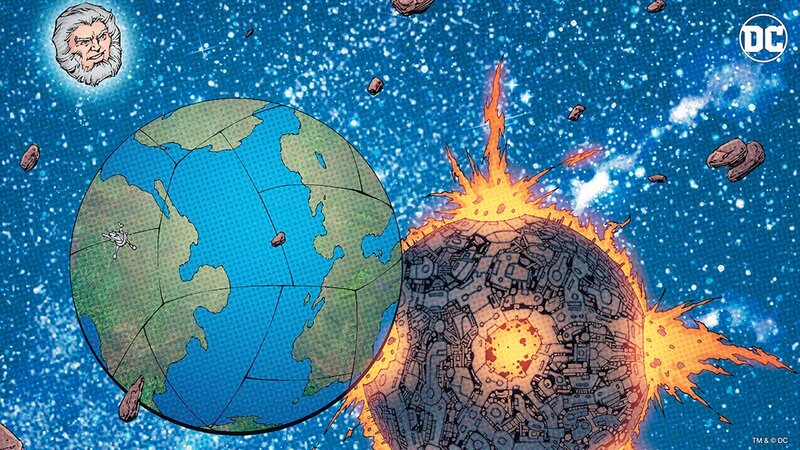 Planets Colliding in Space — Blue, Dramatic, Comic