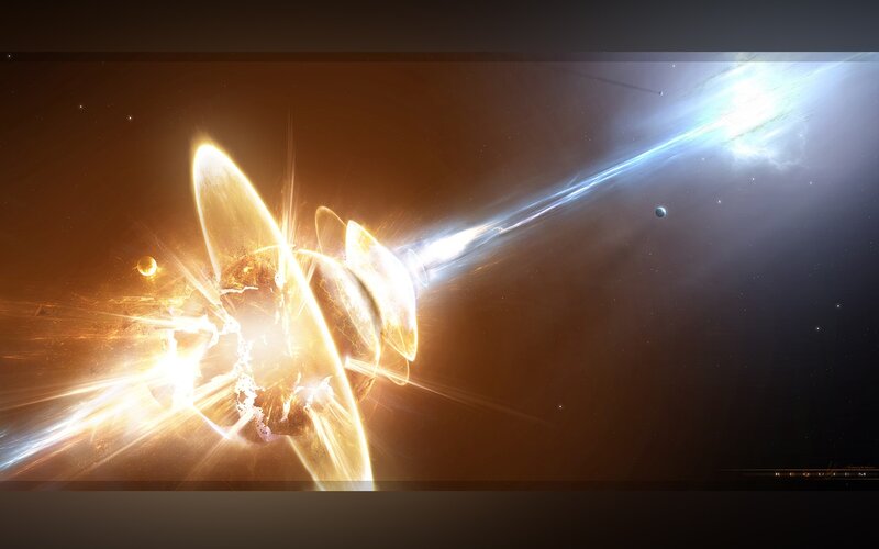 Planets Colliding in Space — Orange