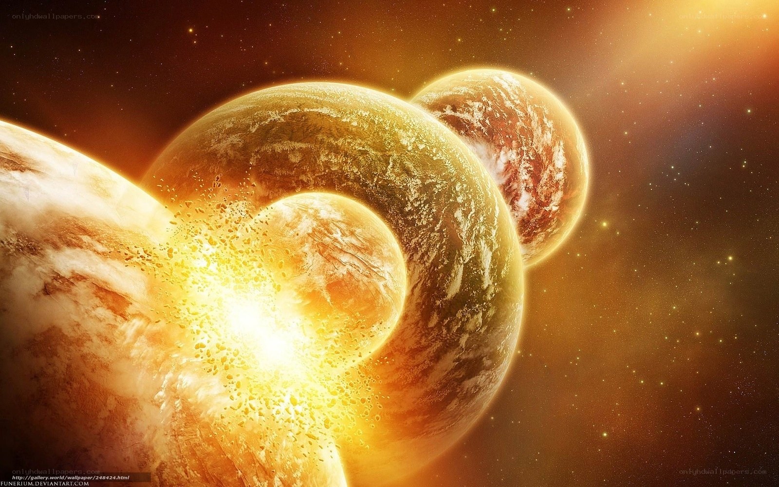 Planets colliding in space