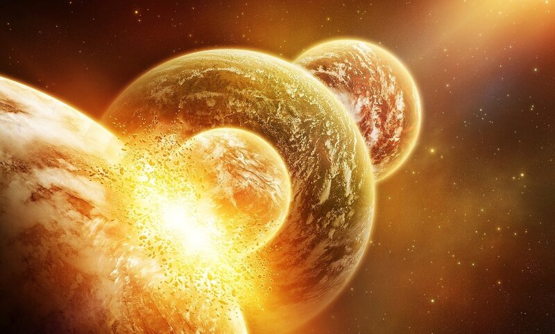 Planets Colliding — Orange