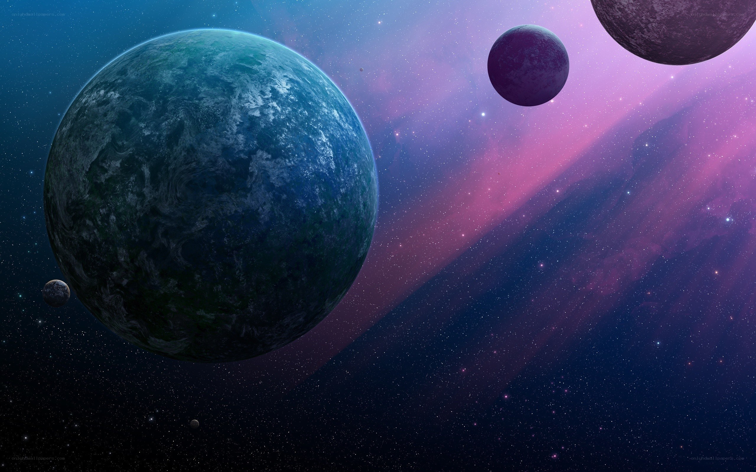 planets in a colorful nebula