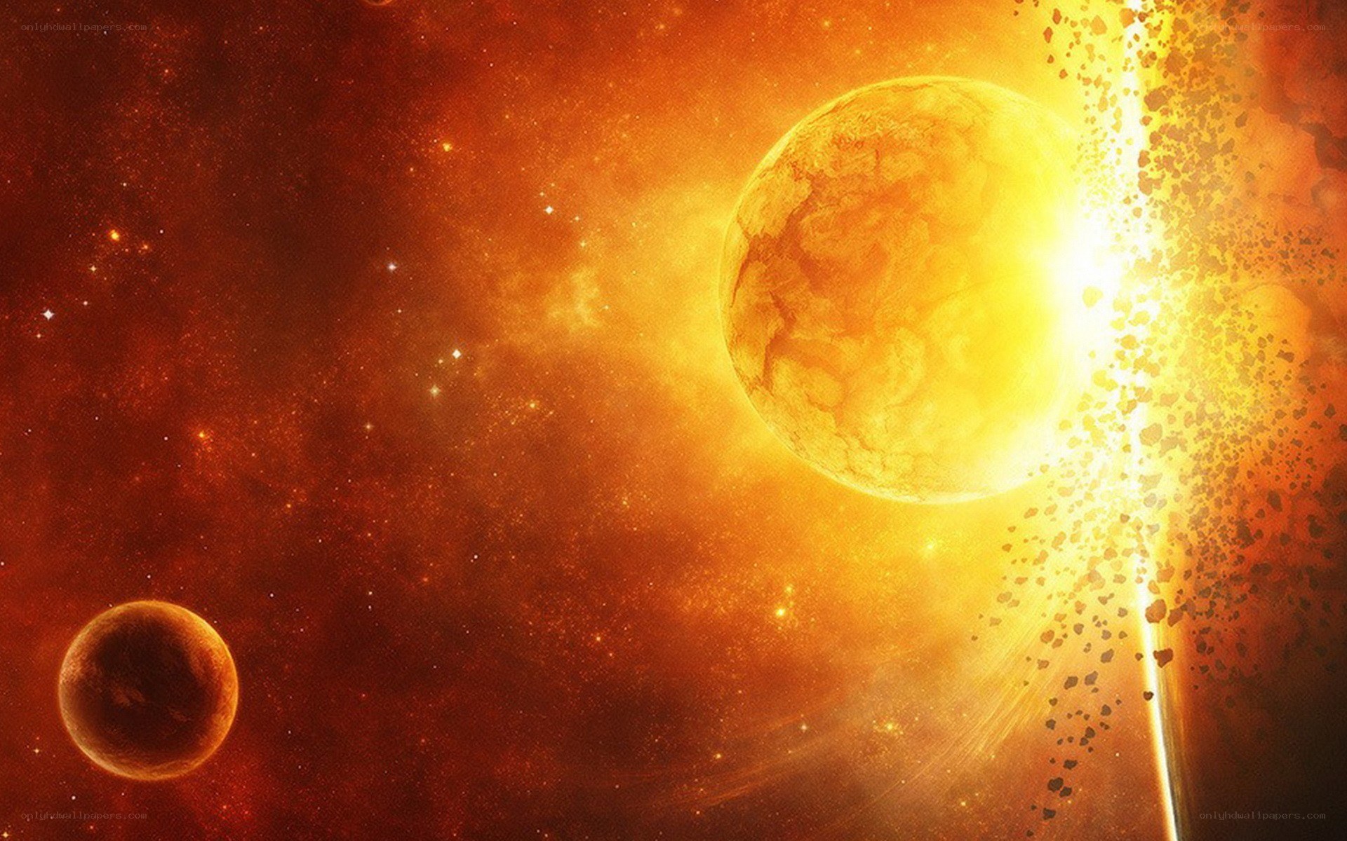 Planets in a fiery nebula