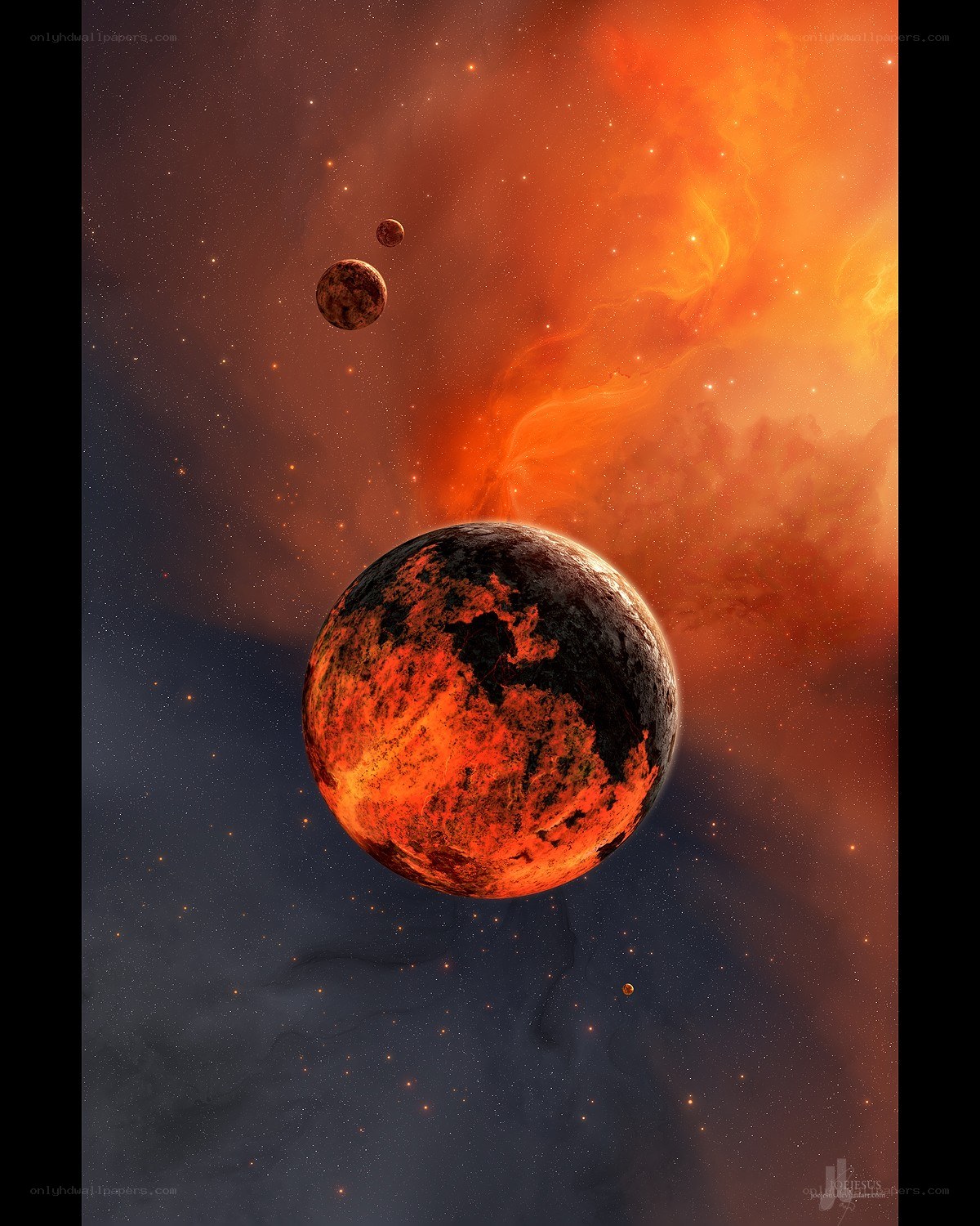 Planets in a fiery nebula