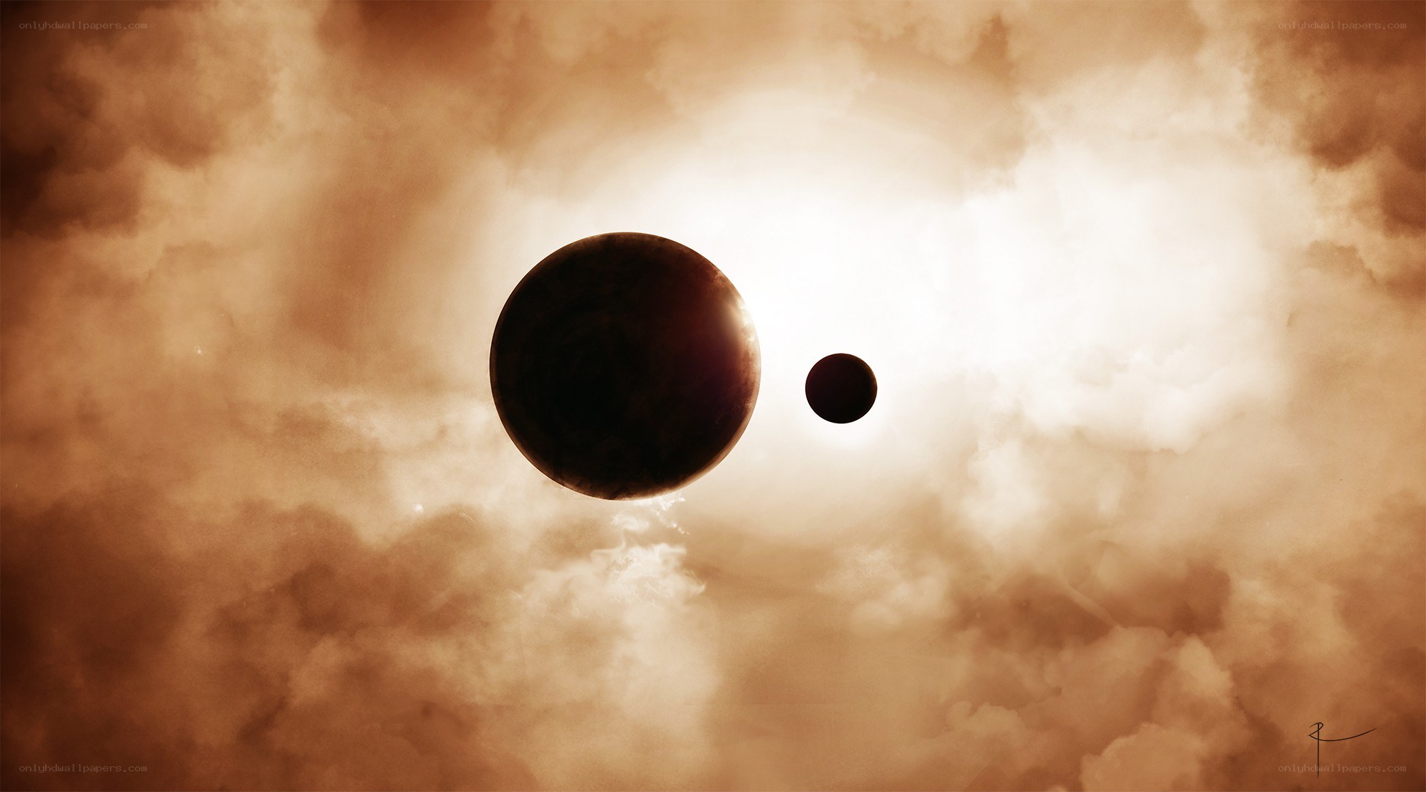 Planets in a hazy sky