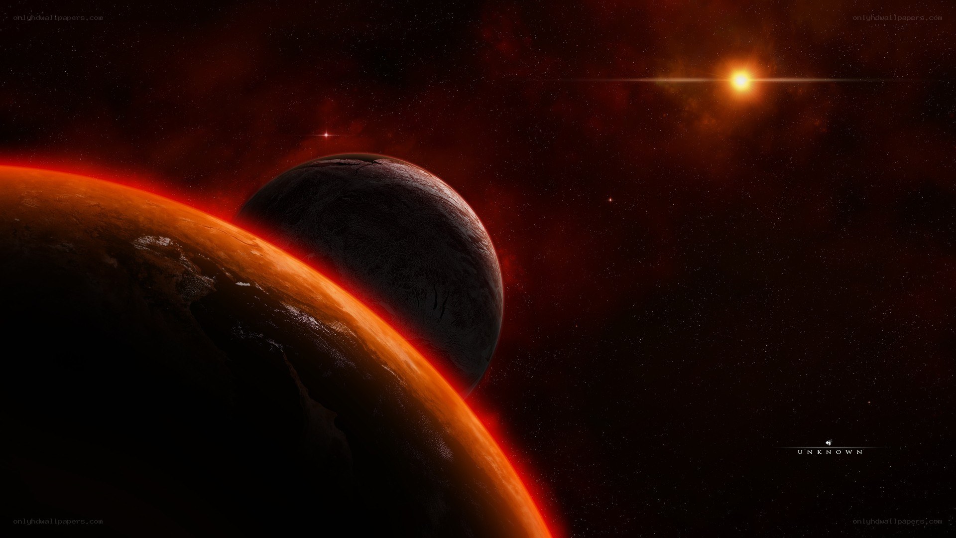 Planets in a red nebula