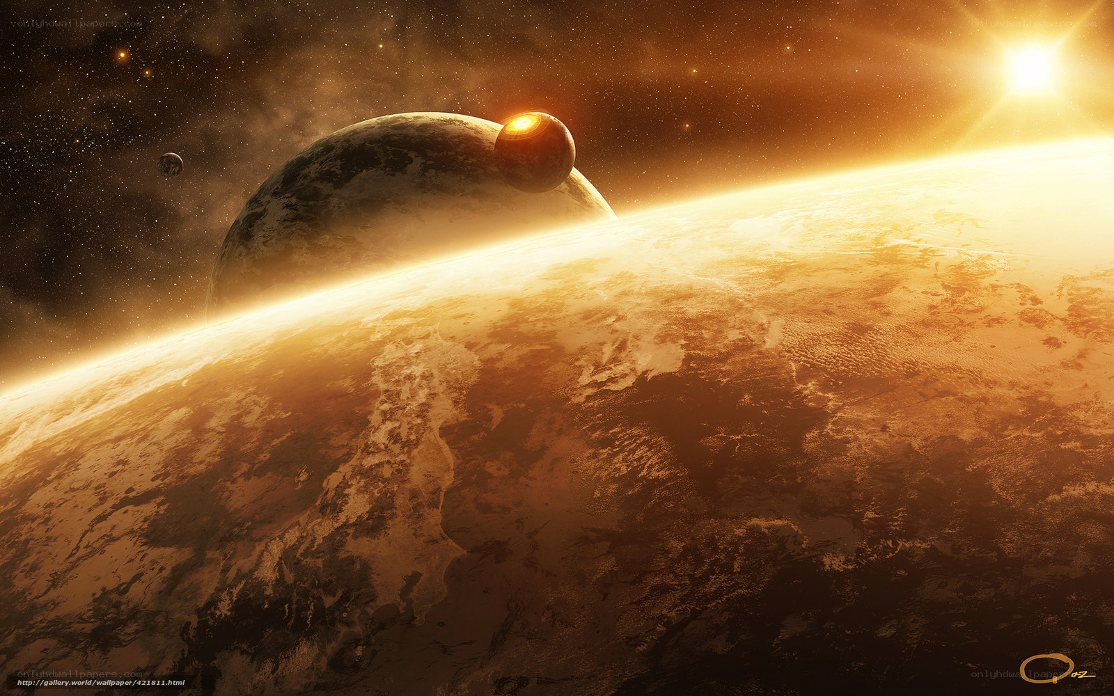Planets in a starlit sky