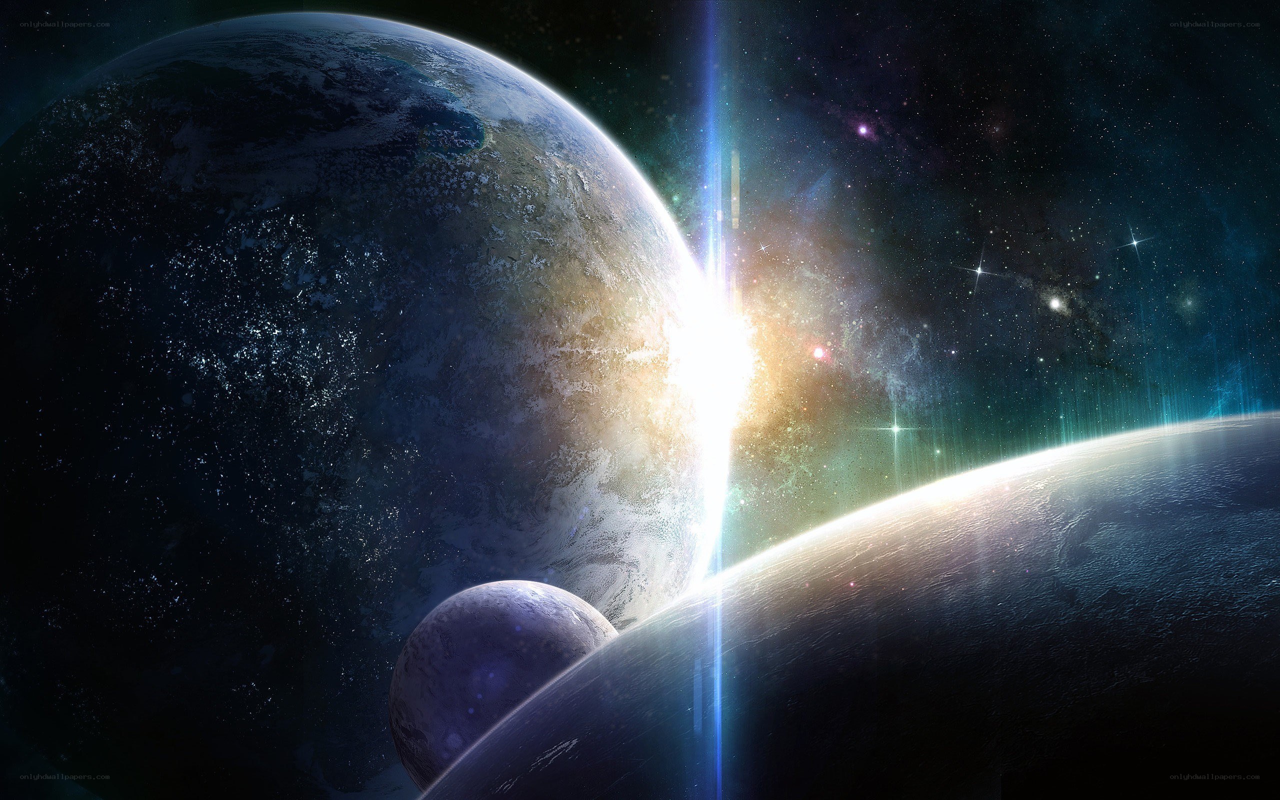 Planets in a starlit sky