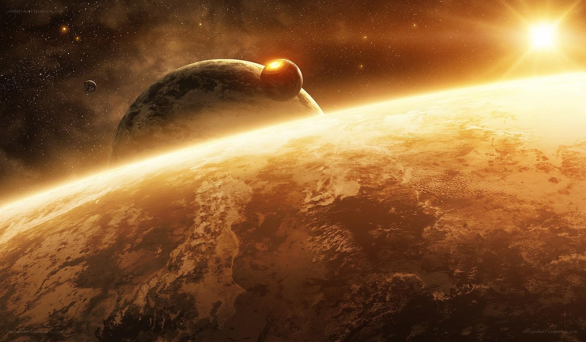 Planets in a starlit sky