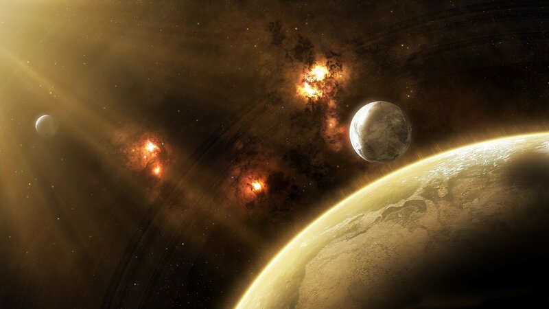 planets in a starry nebula