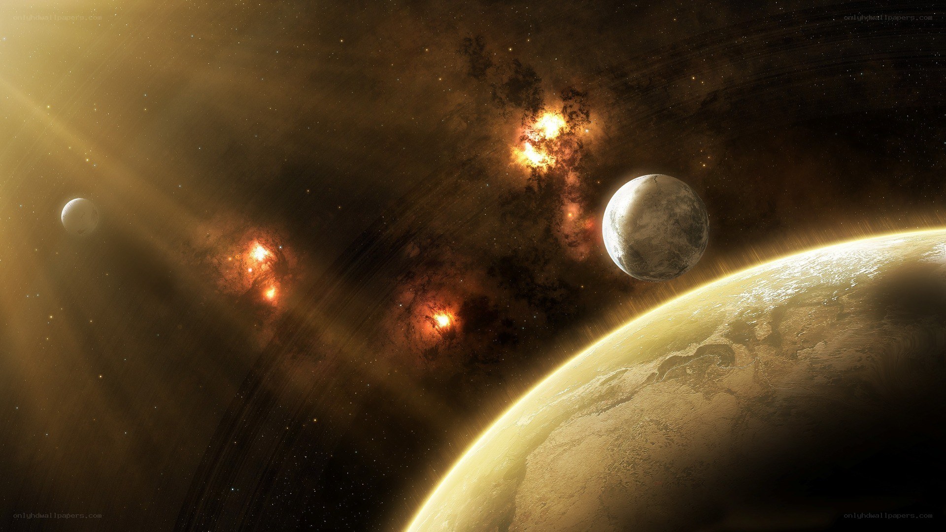 planets in a starry nebula