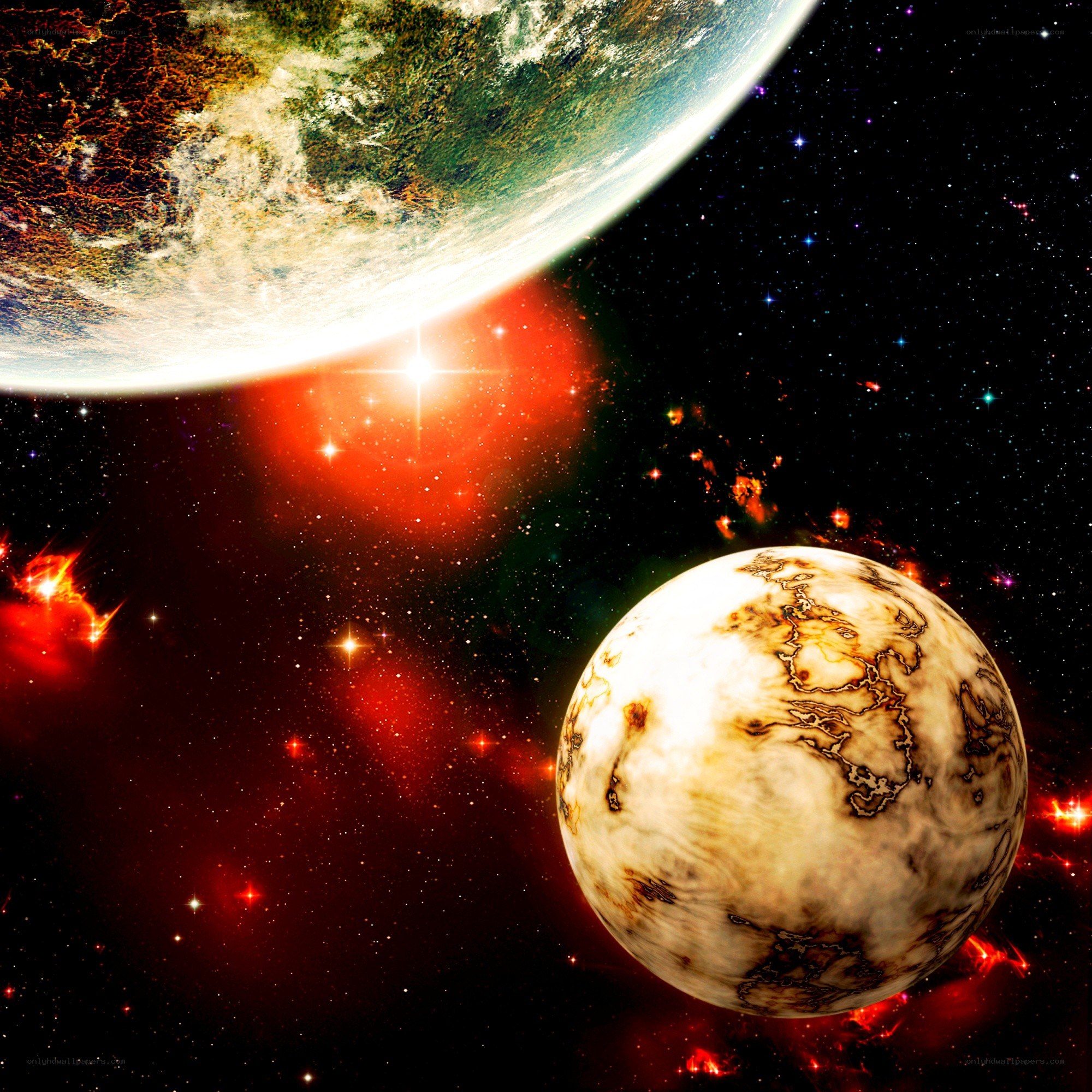 Planets in a starry nebula