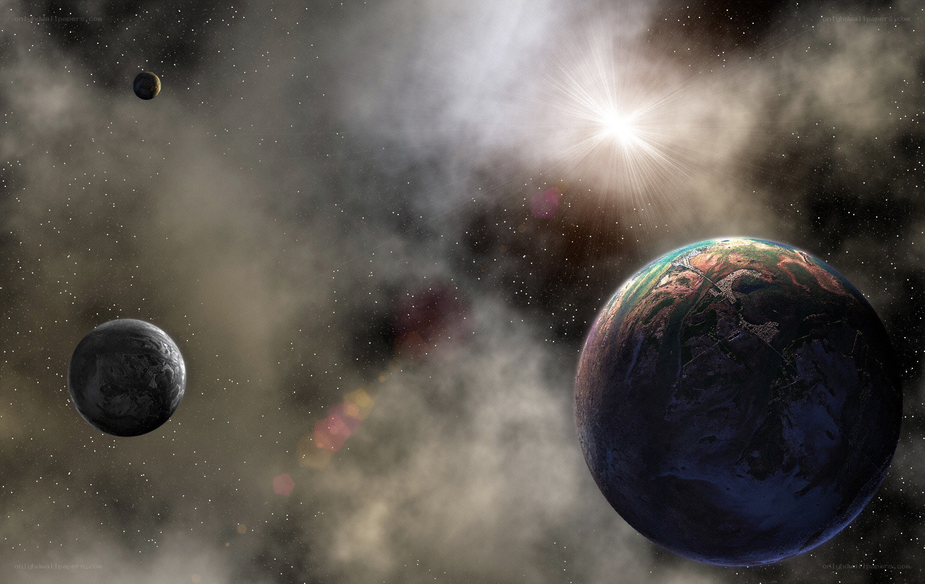 Planets in a starry nebula