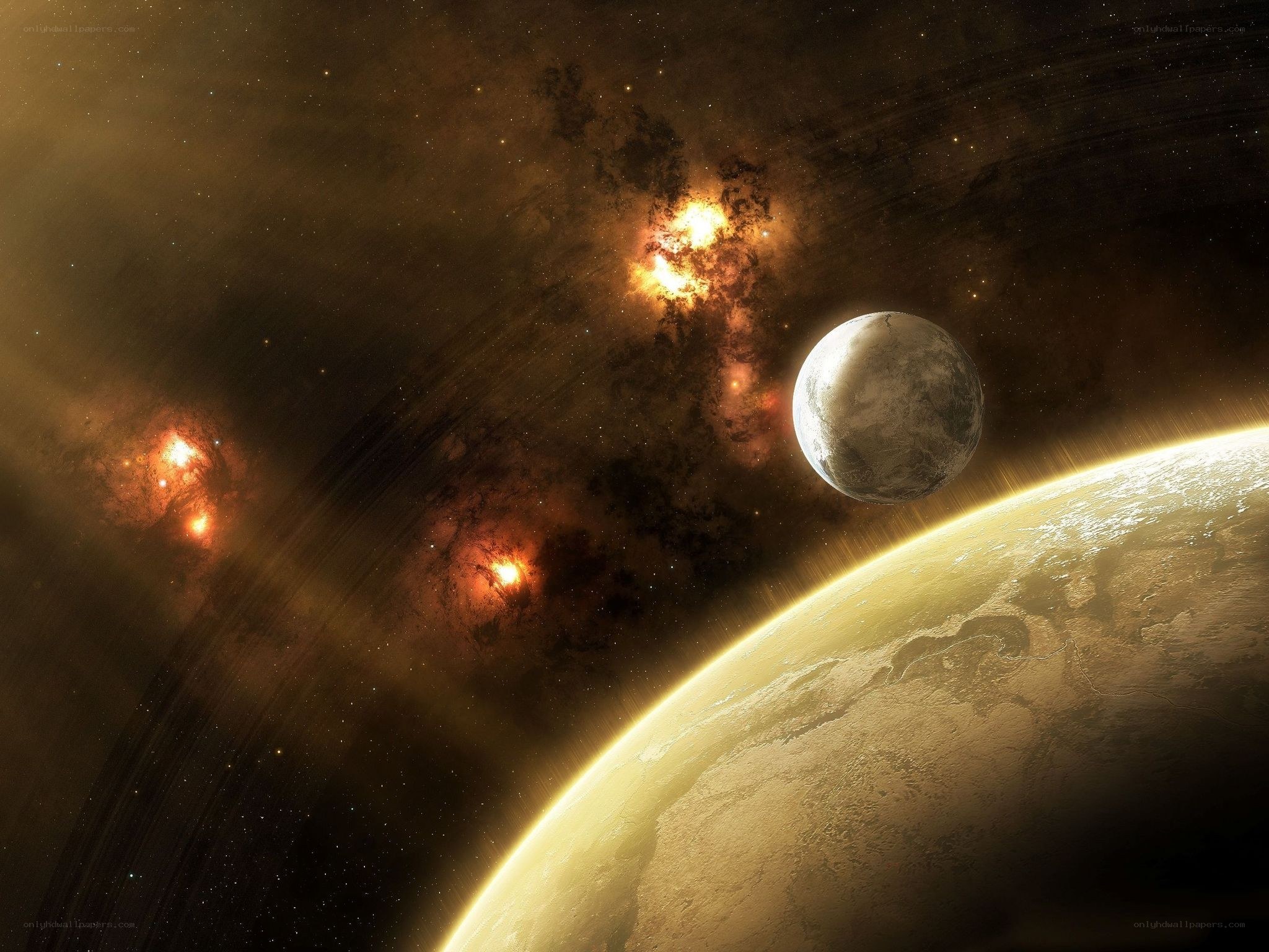 Planets in a starry nebula