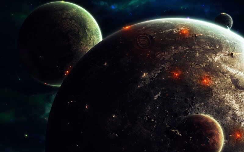 Planets in a starry sky