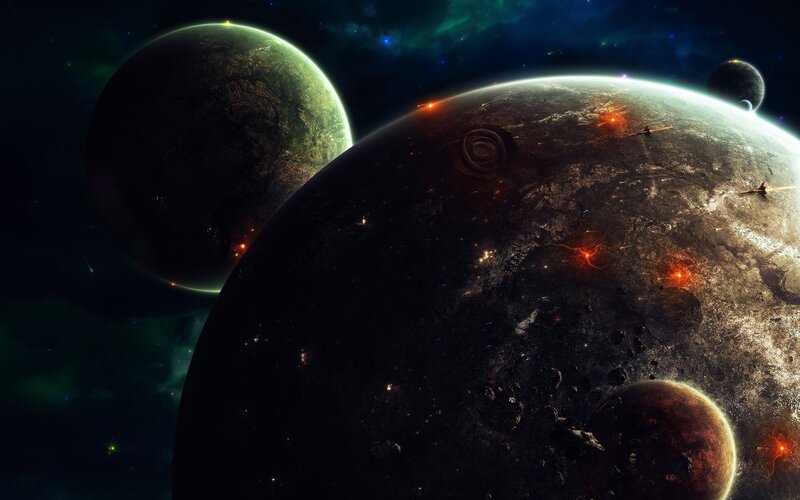 Planets in a starry sky