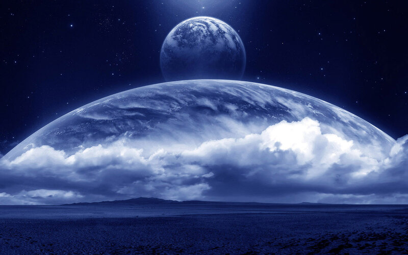Planets in Alien Sky — Blue