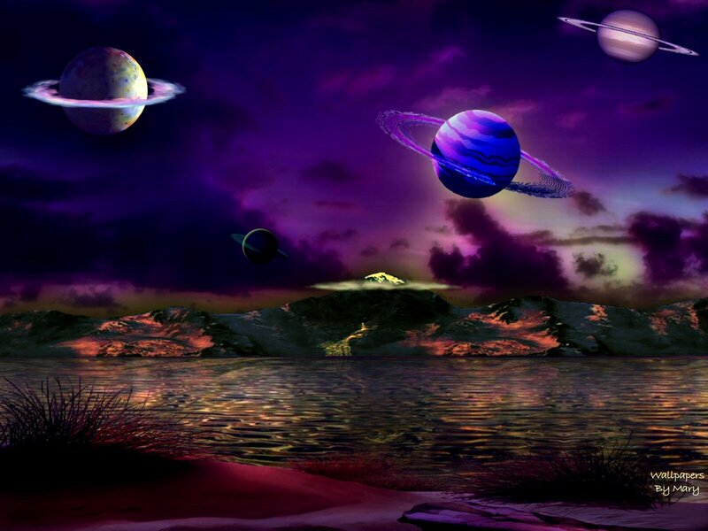 Planets in Alien Sky — Purple, Dramatic