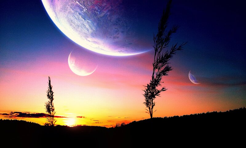 Planets in Alien Sky — Purple