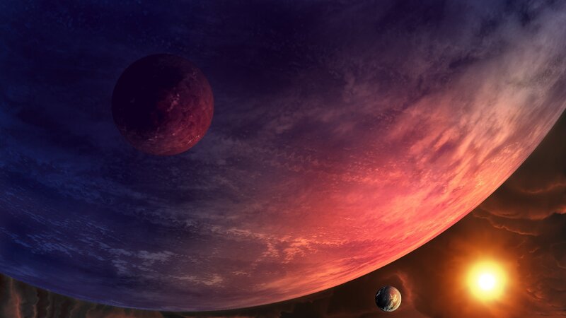 planets in alien sky
