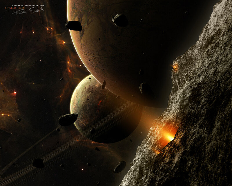 Planets in Asteroid Field — Black
