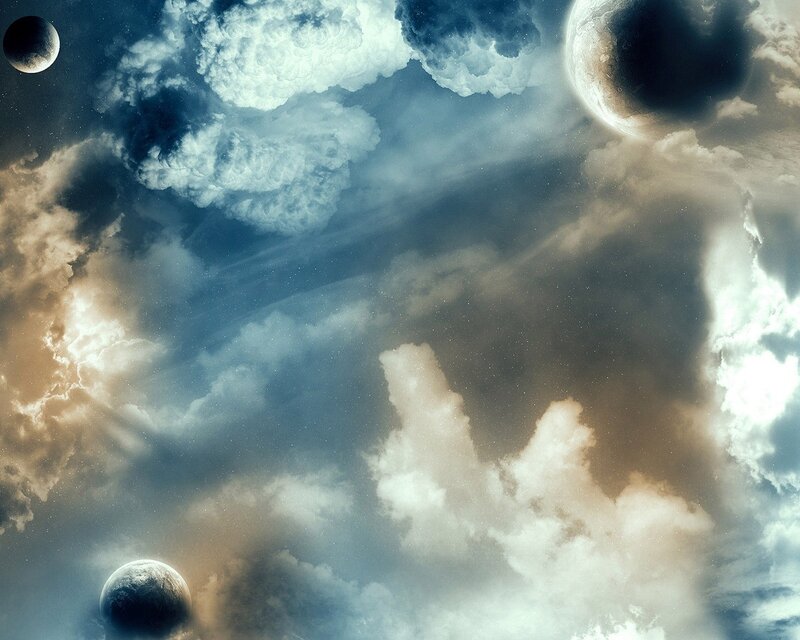 Planets in Cloudy Sky — Blue, Dramatic