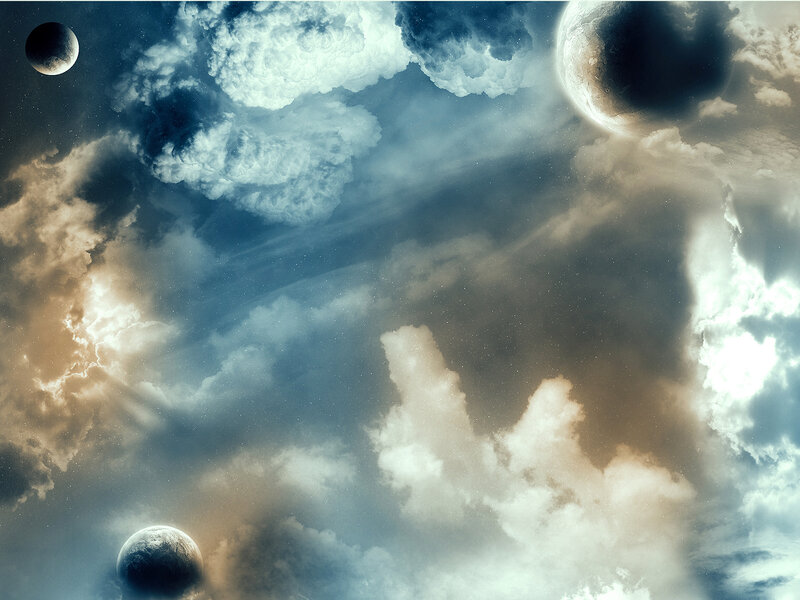 Planets in Cloudy Sky — Blue