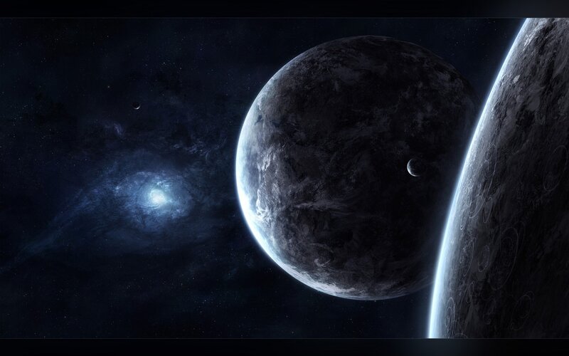 Planets in Deep Space — Black, Dramatic
