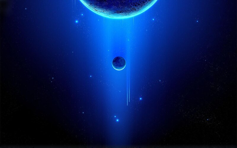 Planets in Deep Space — Blue, Serene, Night