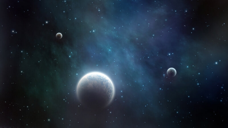 Planets in Deep Space — Blue, Serene