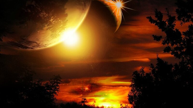 Planets in Dramatic Sky