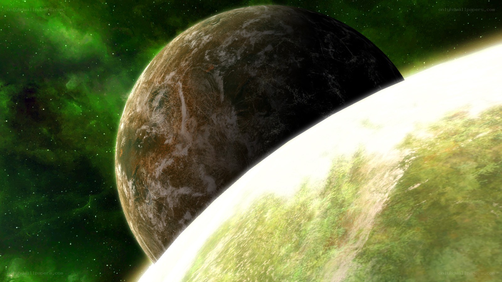 planets in green space