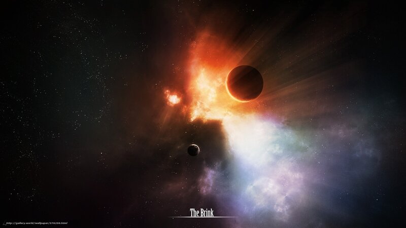 Planets in Nebula — Black, Dramatic, Digital Art