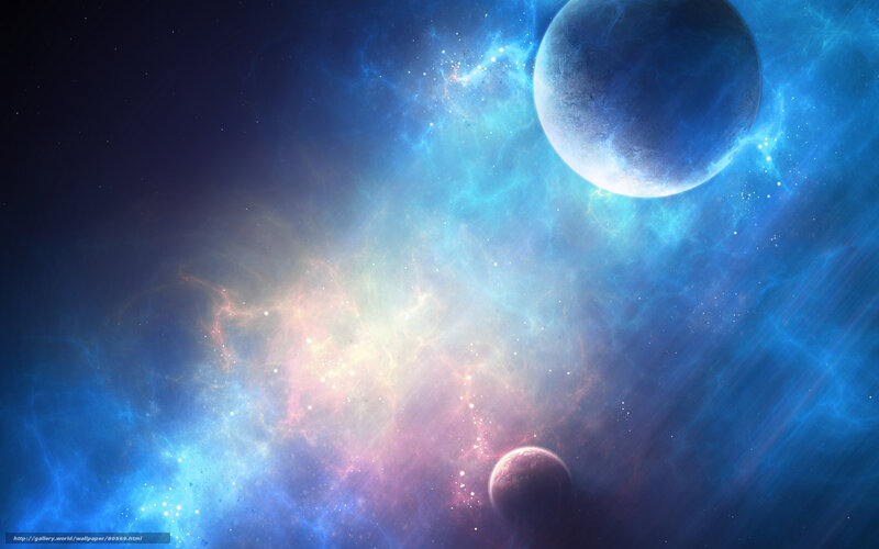 Planets in Nebula — Blue, Cosmic