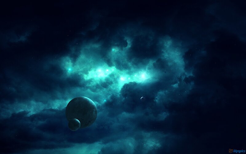 Planets in Nebula — Blue, Dark
