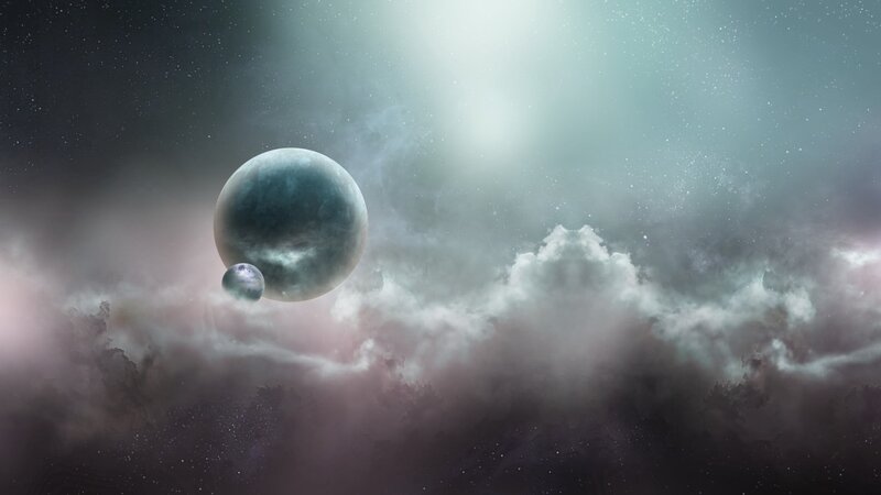 Planets in Nebula — Gray, Cosmic
