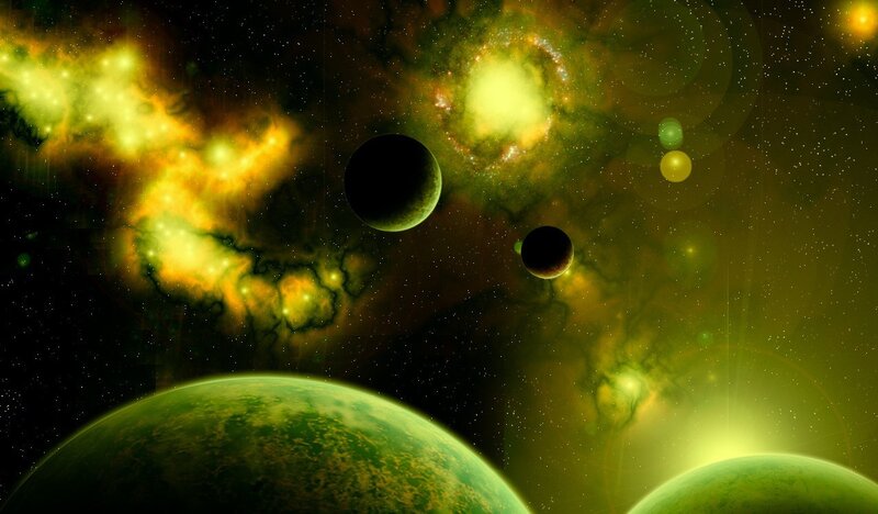 Planets in Nebula — Green
