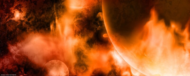 Planets in Nebula — Orange, Dramatic, Digital Art, Planet, Stars