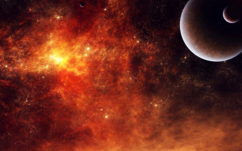 Planets in Nebula — Orange, Planet