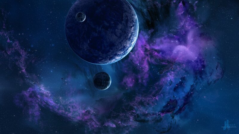 Planets in Nebula — Purple, Black